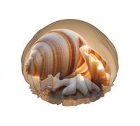 Seashell Landscape On The Beach Cuffia da doccia riutilizzabile per donne, cappello da bagno a doppio strato impermeabile, essenziale per il trattamento dei capelli