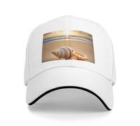 Seashell Landscape On The Beach Stampa Neutro Sandwich Hat Style Fit tutto l'anno Cappelli da baseball regolabili Snug Secure, bianco, Taglia unica