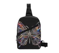 Seashell Landscape On The Beach stampato petto bag spalla borsa a tracolla per uomo donna pieghevole Outdoor Crossbody petto pack sport Daypacks, Farfalla con strass., One Size, Zaino casual