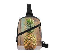 Seashell Landscape On The Beach stampato petto bag spalla borsa a tracolla per uomo donna pieghevole Outdoor Crossbody petto pack sport Daypacks, Ananas 1, One Size, Zaino casual