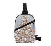 Seashell Landscape On The Beach stampato petto bag spalla borsa a tracolla per uomo donna pieghevole Outdoor Crossbody petto pack sport Daypacks, Conchiglia di Natale, One Size, Zaino casual