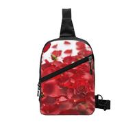 Seashell Landscape On The Beach stampato petto bag spalla borsa a tracolla per uomo donna pieghevole Outdoor Crossbody petto pack sport Daypacks, Petali di rosa rossa, One Size, Zaino casual