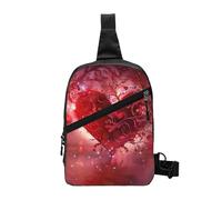 Seashell Landscape On The Beach stampato petto bag spalla borsa a tracolla per uomo donna pieghevole Outdoor Crossbody petto pack sport Daypacks, Cuore romantico., One Size, Zaino casual