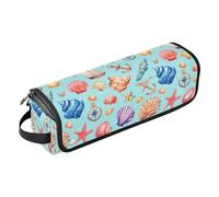 Seashell Ocean Blue Hot Hair Tools Borsa da viaggio per raddrizzatore Ferro piatto Ferro arricciacapelli Asciugacapelli e accessori per lo styling Organizer portatile per le donne Tappetino resistente