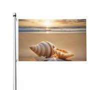 Seashell Paesaggio Sulla Spiaggia All'aperto Quattro Stagioni Bandiera Bifacciale Vacanza Bandiera Con Asola Sfondo Decorativo Forniture Per Feste