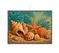 Seashell - Tappetino scolapiatti assorbente, per cucina, ispirato alla costa, in microfibra, per proteggere il bancone della cucina, 45,7 x 61 cm