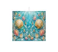 Seashell, tappetino scolapiatti per bancone della cucina, tappetino assorbente in microfibra di ispirazione costiera, protezione per bar, 40,6 x 45,7 cm