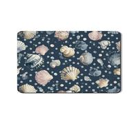 Seashell - Tappetino scolapiatti per bancone della cucina, tappetino scolapiatti in gomma assorbente blu costiera, tappetino estivo in pelle PU per protezione bancone cucina, 30,5 x 50,8 cm