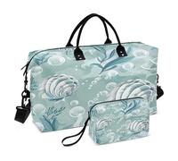 Seashells and Bubbles Un borsone da viaggio con borsa da toilette e tracolla regolabile per viaggi, palestra, yoga, weekend, Multicolore, Taglia unica, Beauty case