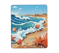 Seashells And Waves Tappetino per Mouse Soffice Tappetini per Il Mouse Portatile Mousepad per Gioco Casa Ufficio 25X30Cm