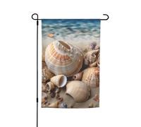Seashells By The Seashore Bandiera da giardino 30,5 x 45,7 cm double face primavera estate bandiera decorativa da cortile piccola bandiera stagionale vacanza decorazione esterna