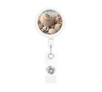 Seashells by The Seashore, porta badge retrattile con clip a coccodrillo, portachiavi, clip per badge, leggero, retrattile, porta badge divertente per infermieri, insegnanti, impiegati