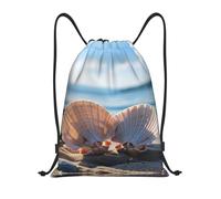 Seashells By The Seashore Print Borsa con Coulisse Zainetti Regolabile Pieghevole Borsa Palestra per Shopping Donna Campeggio 36X42Cm