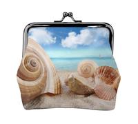 Seashells by The Seashore Stampa Portamonete per Uomo Donna Pelle Kiss Lock Piccolo Sacchetto Portafoglio Monete