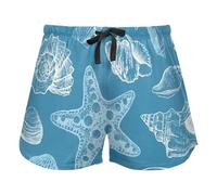 Seashells Different Shapes And Starfish Women's Lounge Shorts Pajama Bottoms Yoga Sports Elastic Waist Drawstring,M