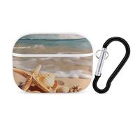 Seashells Starfish on Beach AirPods Pro 2, custodia protettiva rigida antiurto, per donne e uomini, compatibile con custodia Airpod Pro di 2a/1a generazione con portachiavi, bianco