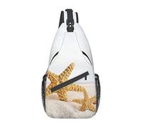 Seashells Starfish on Beach Colorful Mexican Stripes Borsa a tracolla Borsa a tracolla Zaino da viaggio multiuso per uomo e donna