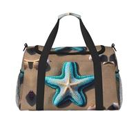 Seashells Starfish on Beach Print Borsa da viaggio Borsa da viaggio Borsa da palestra Borsa da palestra Borse da viaggio essenziali per donne uomini Borsa a tracolla, Nero , Taglia unica