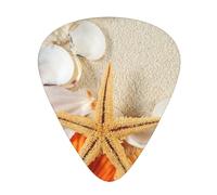 Seashells Starfish On The Sand 12 plettri per chitarra, 0,46 mm/0,71 mm/0,96 mm di spessore, plettro per chitarra con custodia per chitarra acustica-elettrica ukulele basso