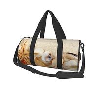Seashells Starfish On The Sand Print Duffel Bag Borsa da notte Grande Capacità Pieghevole Unisex Borsa da Palestra per Viaggi All'Aperto, Nero, Taglia Unica, Nero , Taglia unica