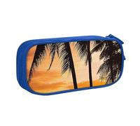 Seashore Trees, astuccio per matite con stampa tramonto per trucchi, portagioie, portatile, da viaggio, nero, Blu, Taglia unica, Astuccio portamatite