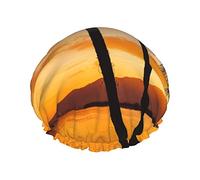 Seashore Trees Sunset gorro de ducha estampado gorro de satén gorro de pelo gorros de baño impermeables banda elástica dobladillo elástico gorro de ducha reutilizable