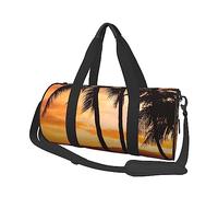 Seashore Trees Tramonto Stampato Rotondo Duffel Borsa Rotonda Roll Bag Palestra Fitness Borsa Allenamento Borsone Nero, Taglia Unica, Nero , Taglia unica