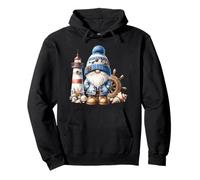 Seaside Boat Captain GNOME for Men with Lighthouse At Ocean Felpa con Cappuccio