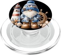 Seaside Boat Captain Gnome For Men With Lighthouse At Ocean PopSockets PopGrip per MagSafe
