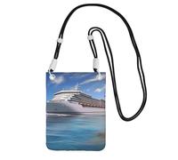 Seaside Cruise Ship Crossbody Borsa per telefono per donne uomini impermeabile mini borsa per cellulare portafoglio piccole borse a tracolla con cinturino regolabile da viaggio sacchetto per cellulare