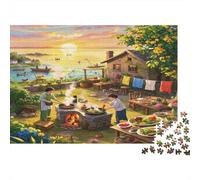 Seaside Farm House Jigsaw Jigsaw Puzzles 1000 Pezzi Recycled Rural Life Scene Jigsaw Puzzle for Adultos Jigsaw Accessorio per Gioco di Puzzle Impossibile Difficile Difficile Stimolante Divertente...