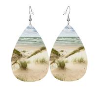Seaside Grand Waves Tidal - Orecchino da donna in pelle con pendente a goccia, accessorio alla moda stampato, per uso quotidiano e feste, Misura unica, Pelle