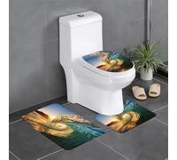 Seaside Grand Waves Tidal Print 3 pezzi set di tappeti da bagno tappeti da bagno tappetini da bagno tappetino da bagno a forma di U tappetino da bagno copertura coperchio a forma di O