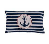 Seaside No.64 - Cuscino marittimo con ancoraggi e onde, con faro o ancora a righe - in diverse misure - con chiusura lampo - lavabile a 30° - bianco/crema, blu, rosso (30*50 ancora blu)