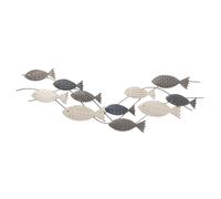 Seaside No.64 - Oggetto da parete marittimo a forma di sciame di pesce con 11 pesci in blu/bianco/grigio metallo - Design 3D - Decorazione per la casa senza tempo da appendere in tutte le stanze