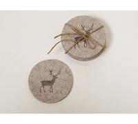 Seaside No.64 - Set di tovagliette - Set da tavola - Decorazione da tavolo in feltro - Sottobicchiere - con stampa di cervo (sottobicchieri beige, cervo)