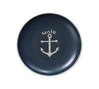 Seaside No.64 - Stoviglie marine in gres porcellanato - motivi ancora, volante e barca di carta - ceramica in gres bianco e blu - Set di stoviglie accessori da cucina - Articolo regalo (blu, piatto