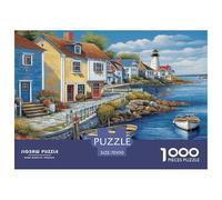Seaside Town Jigsaw Puzzle Impossible 1000Pcs Decorazione Per La Casa. Rilassamento E Intelligence Per Adulti E Ragazzi Da 14 Anni 70x50cm/1000pcs