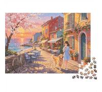 Seaside Village Puzzle for Adults 1000Pc Recyclable Paper Mediterranean Town Puzzle Gioco Genitore-Figlio Props Developing Boy & Girl‘s Intelligenza Toy 70x50cm/1000pcs