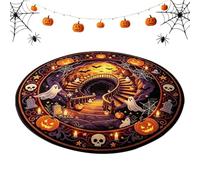 Seasonal Halloween Mat - Optical Illusion Doormat, 60x60cm Anti Slip Floor | Round Spooky Front Door Mat Rug Hallow Dwellers Renters Home Office Dorm Apartment Living Room Bedroom Study Kitchen Entryway