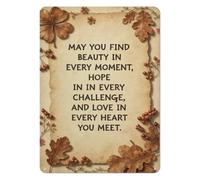Seasonal Metal Tin Sign Autumn Blessing Falling Leaves Wall-Art Rustic Fall Decor Plaque for Home Living Room Bedroom Porch 8 X 12 inch