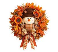 Seasonal Scarecrow Fall Wreath Rustic Sunflower Maple Bow Harvest Ornament