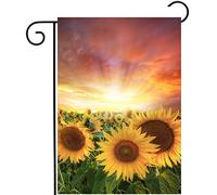 Seasonal Sunflowers Flower Flowers Summer Spring Sunset Landscape Flag Resistente Alle Intemperie Bandiera Durevole Bandiere Per Esterno Cortile Festival 30X45Cm