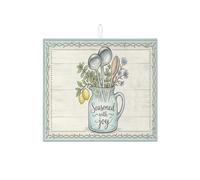 Seasoned with Joy Tappetino scolapiatti per bancone della cucina, tappetino assorbente per scolapiatti con erbe blu, tappetino scolapiatti in microfibra rustico primaverile per bar, 40,6 x 45,7 cm