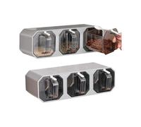 Seasoning Box, 2Pack Clear Seasoning Storage Container Rack Combo Set Wall-Mounted Condiment Jar Spice Canisters with Spoons No punching Kitchen Spice