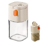 Seasoning Jars Pot Precise Measuring Container, Salt Dispenser with Double Nozzle, Shaker Storage Holder for Kitchen, Pepper Vanilla Sugar Glass Supplies, Pantry Cabinet Camping Travel and Home