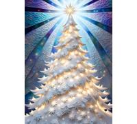 SEASONS GREETING CHRISTMAS TREE White * MINI JOURNAL DIARY NOTEBOOK 5x7 Note Card Size/Holiday Gift Tag/Winter Home Party Decor: OFFICE SCHOOL SUPPLY (Envelope Not Included)