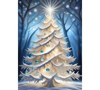 SEASONS GREETING CHRISTMAS TREE White * MINI JOURNAL DIARY NOTEBOOK 5x7 Note Card Size/Holiday Gift Tag/Winter Home Party Decor: OFFICE SCHOOL SUPPLY (Envelope Not Included)