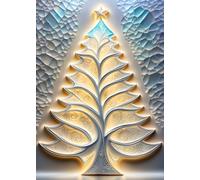 SEASONS GREETING CHRISTMAS TREE White * MINI JOURNAL DIARY NOTEBOOK 5x7 Note Card Size/Holiday Gift Tag/Winter Home Party Decor: OFFICE SCHOOL SUPPLY (Envelope Not Included)