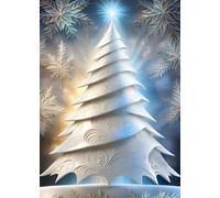 SEASONS GREETING CHRISTMAS TREE White * MINI JOURNAL DIARY NOTEBOOK 5x7 Note Card Size/Holiday Gift Tag/Winter Home Party Decor: OFFICE SCHOOL SUPPLY (Envelope Not Included)